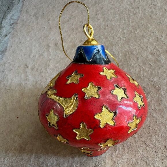 Vintage Cloisonne Bird Design Bulb Shaped Christmas Ornament - Picture 5 of 7